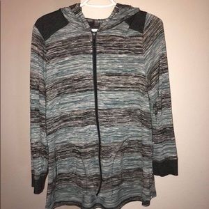 Hooded zip up lightweight sweater